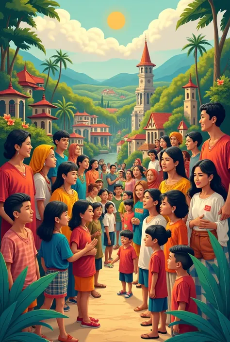 Create an Artwork/Poster about the Philippines and how one foresees or views when different communities apply and understand the value of cultural relativism. Just make it simple so I can draw it easily 