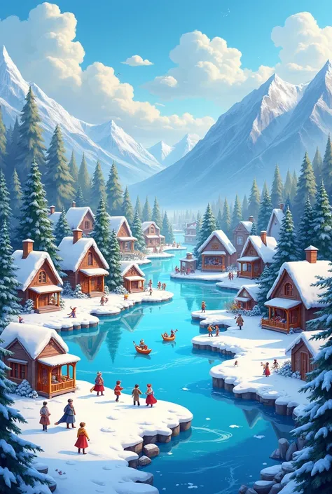 The setting of the story The Snow Queen without the Snow Queen in the cartoon scene