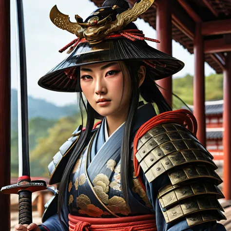 Immagine realistica di un samurai giapponese in armatura dopo una dura battaglia, viene abbracciato da una donna in abiti tradizionali giapponesi
Preparing 