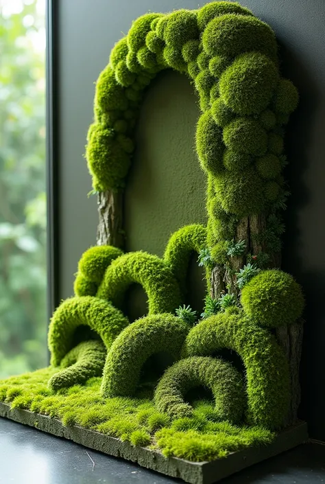 Generate a half-relief work made of moss，Simple handicrafts can be made，Don&#39;t show characters，Art installations，Creativity，Design，Artwork