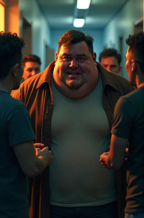 A fat guy who gets bullied and cries