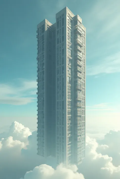 take a photo where a large residential building is standing backwards in the sky upside down