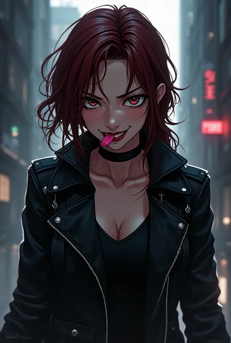 From Marvel Anime Girl Girl Black Widow Is A Monster Bösewicht Viel Mall Bössa Sticking Out Her Tongue CheekyMy Villain A Mö Black Jacket Zip 