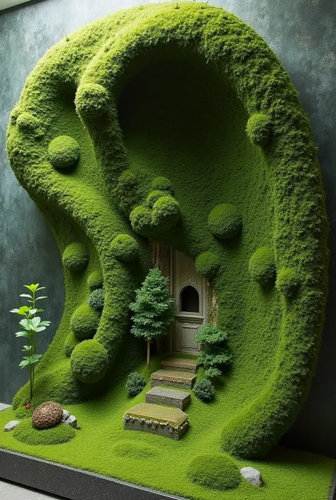 Generate a half-relief work made of moss，Simple handicrafts can be made，Don&#39;t show characters，Art installations，Creativity，Design，Artwork