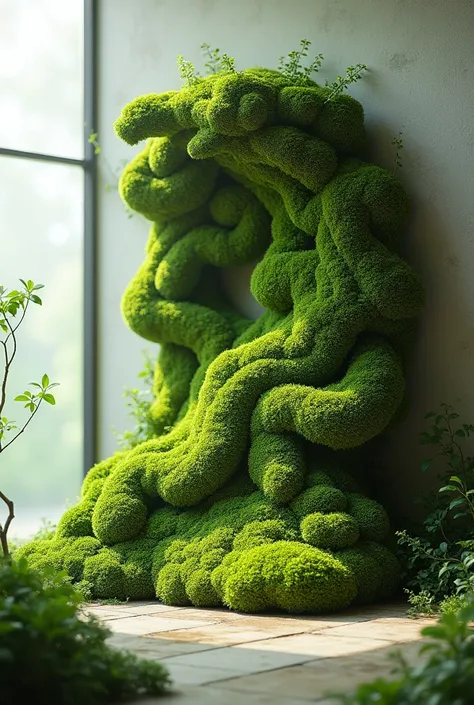 Generate a half-relief work made of moss，Simple handicrafts can be made，Don&#39;t show characters，Art installations，Creativity，Design