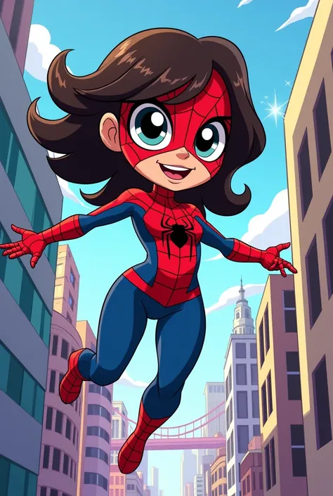 Spiderwoman but as a Powerpuff girls cartoon character