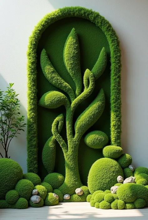 Generate a half-relief work made of moss，Simple handicrafts can be made，Don&#39;t show characters，Art installations，Creativity，Design