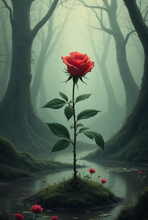 Peat bog a rose illustration sad
