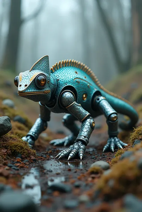 A chameleon with a scorpion tail, and he is a robot, Avec une queue de scorpions