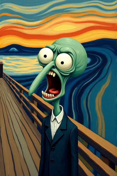 modify the art the author&#39;s scream edvard never putting squidward from the spongebob cartoons