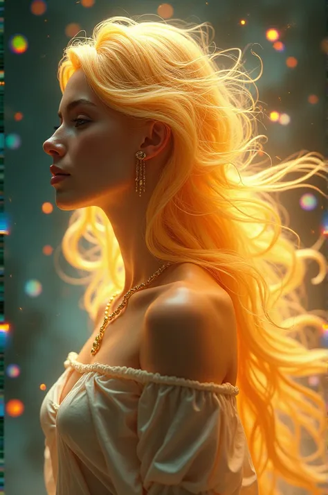 Beautiful, golden hair with a rainbow glow