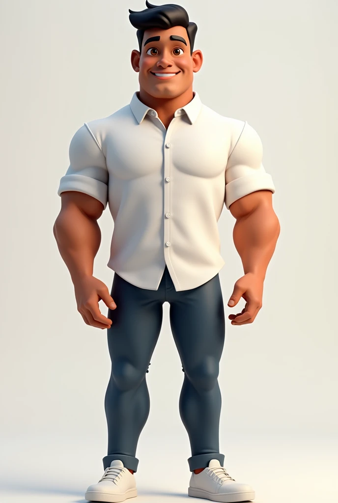 full body,men,moreno,front view,
white shirt,cartoon style 3D rendering, high resolution, 