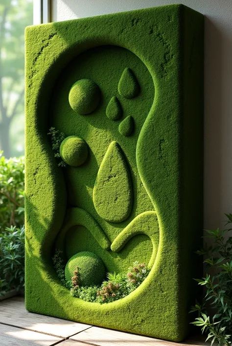 Generate a half-relief work made of moss，Simple handicrafts can be made，Don&#39;t show characters，Art installations，Creativity，Design，Art Design