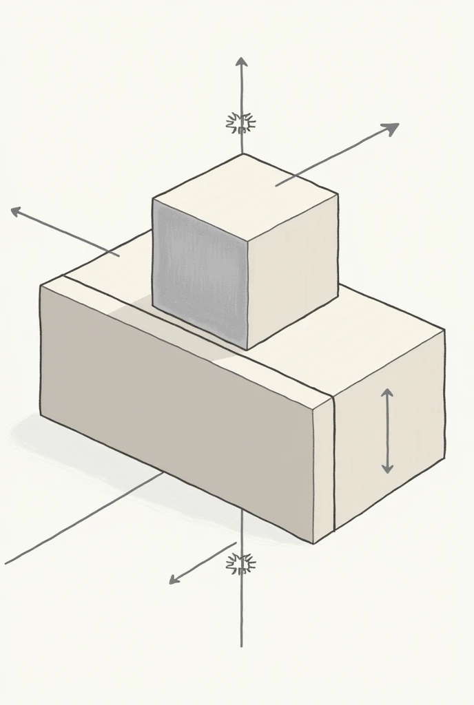 sketch a block or beam under load, with arrows representing forces pushing down or pulling on it. Make sure the block doesn’t bend or break.
