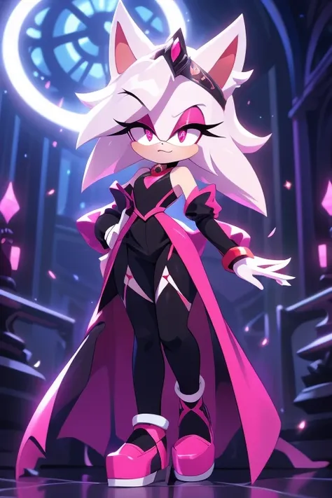 Female character,whole body,legs,hands.pale skin appearance,pink eyes,Hair,attractive vampire princess clothing style,inspired by the style used in the idw sonic friends universe .
