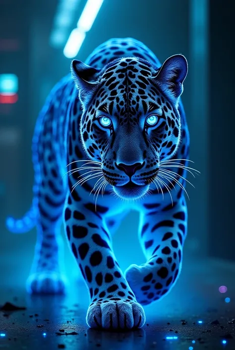 blue neon leopard