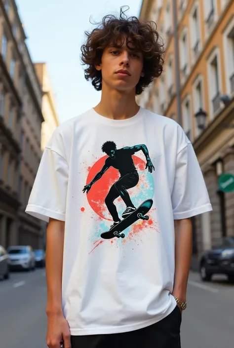 White skate shirt print 
