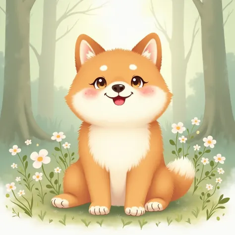 Illustration of a grateful Shiba Inu