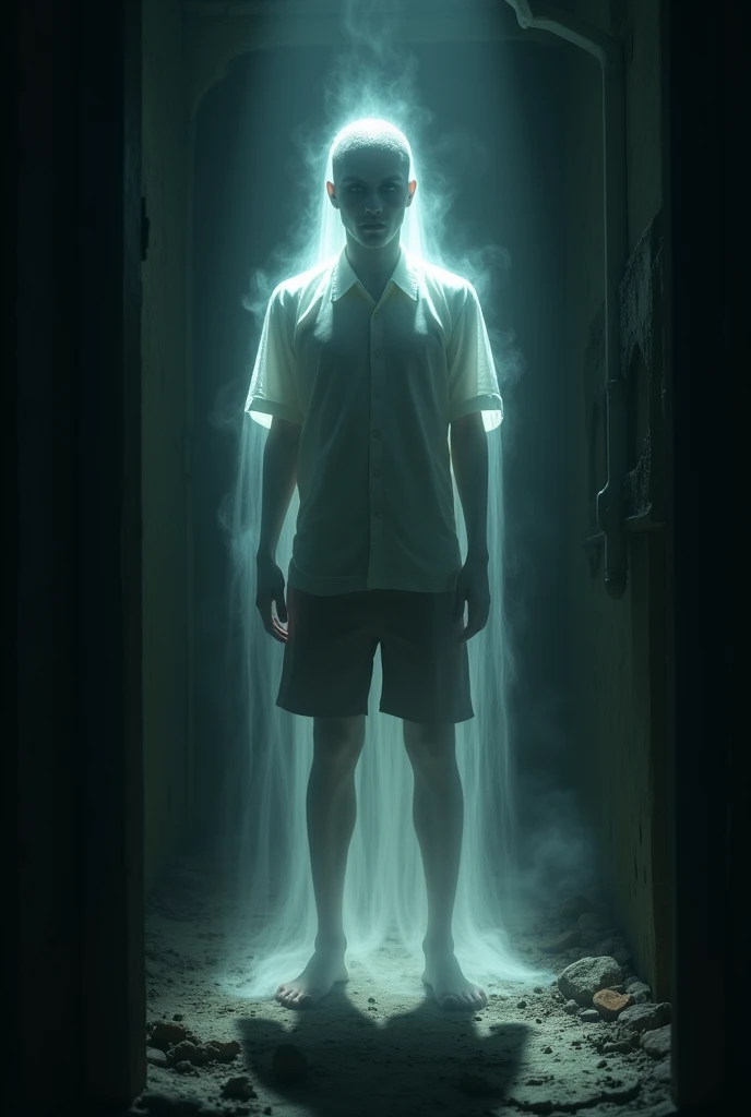 An indian  ghost with wearing shirt and half pant at dark light Horror 