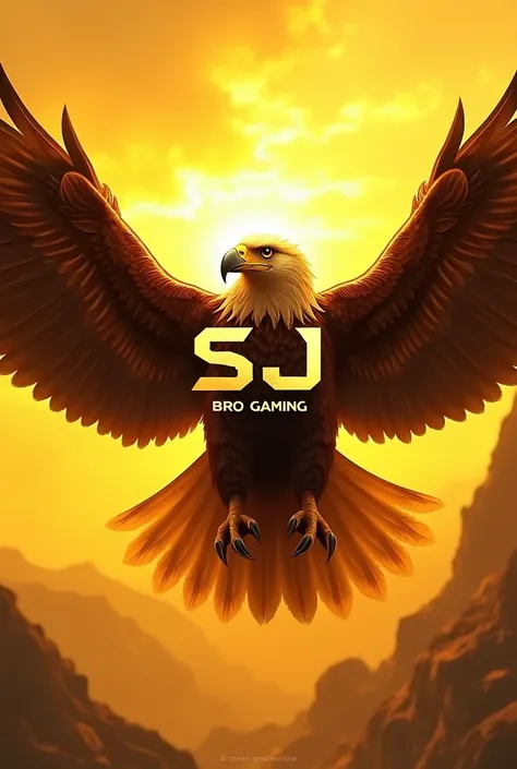 An eagle with yellow background.with SJ Bro Gaming text in centre 