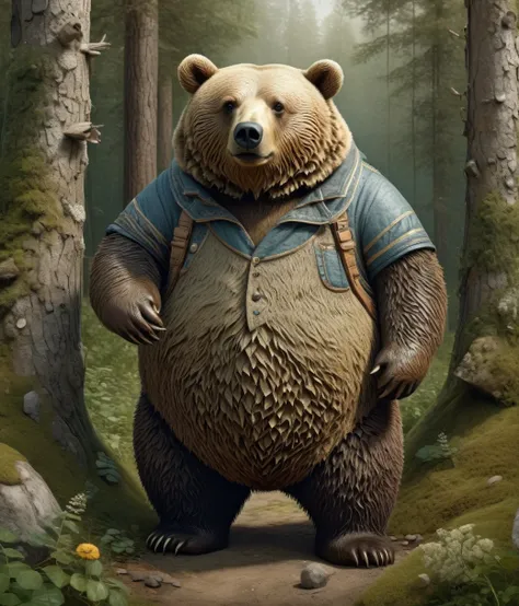 Erik Johansson Style page, (cute, chubby, male, bear), hires textures, highly detailed, intricate details, best quality, masterpiece