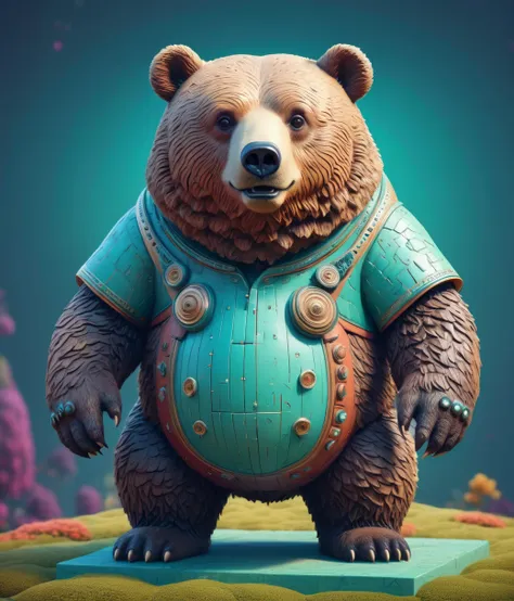 beeple (mike winkelmann) style page, (cute, chubby, male, bear), hires textures, highly detailed, intricate details, best qualit...