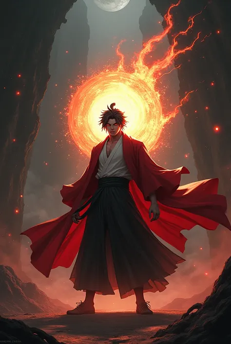 Tanjiro kamado with sun breathing from demons layer