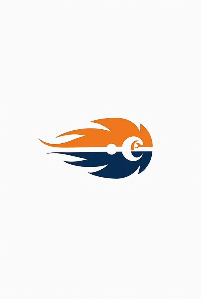 Create a simple logo that highlights sports and school elements, using the colors White, orange and blue. 