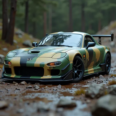 A mazda rx7 fd with camo livery