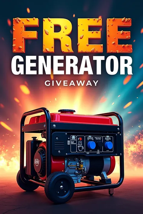 Prompt for Poster Design:

"Create a vibrant and eye-catching poster promoting our FREE Power Generator. The poster should feature:

Dynamic Images: Include high-quality, energetic visuals of the power generator in action.

Headline: Bold and attention-gra...