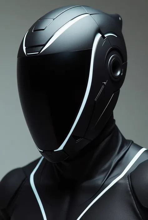 A vega bolt helmet in full black colour with white stripes in right and left side 