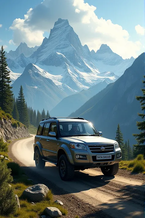 Tata safari car in mountain