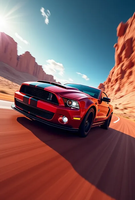 create a panoramic image of a car hot wheels toy mustang