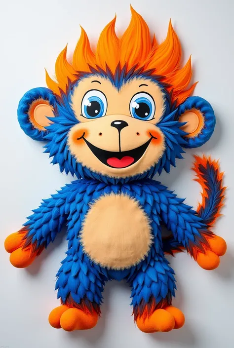 Create a flaming monkey for interclass with the colors blue orange and white