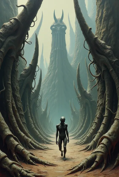 Painting inspired by G.h. Giger landscape 
