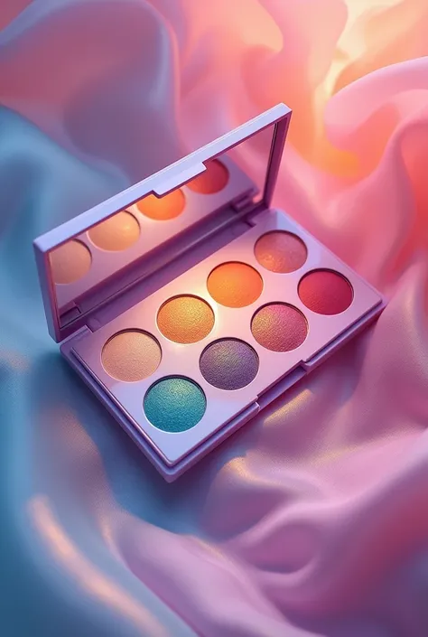 Eyeshadow Palette vibrant colors with soft shine minimalist and realistic 

