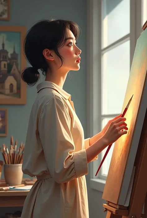 a korean painter looking forward