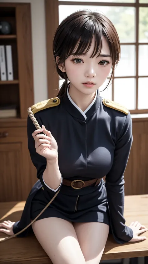 High resolution、超High resolution、photograph、Japanese Women、Staring provocatively at each other、cute、Age 25、、Highly detailed skin、Rough skin、Detailed chest、Japanese、Leaning forward、、Office、Beautiful Face、Gazing Eyes、Clear skin、Even skin、Clearly depicting ev...