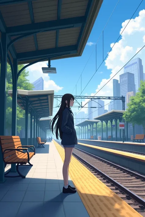 Girl waiting for the train