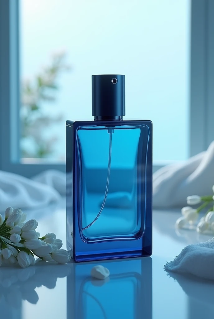 perfume blue enveloping sweet woody chic deluxe minimalist 



