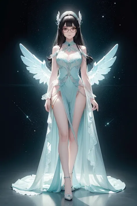 (masterpiece:1.2), best quality, (illustration:1.2), (ultra detailed), hyper details, (delicate detailed), (Intricate details), (cinematic light, best quality Backlights), Delete line, soloist, perfect body, (1 girl) Luminous angel with cap and glasses in ...