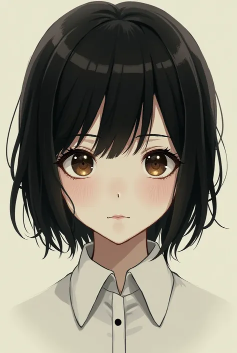 Cover of a 2 person, with a simple face with lifeless brown eyes, with black hair