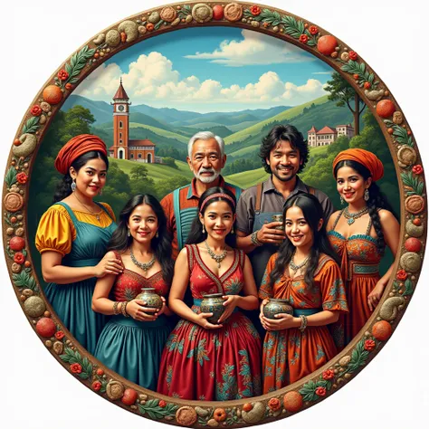 Generates an image framed in a circle, representing the artisans and artists of the municipality of Arcabuco-Boyaca-Colombia