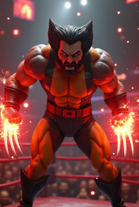 Scene: Wolverine is defending himself by placing his claws in front of him.

Character Details: Wolverine’s claws, previously blue, are now glowing red from absorbing the energy. His face shows a mixture of shock and concentration.

Action: The claws are d...