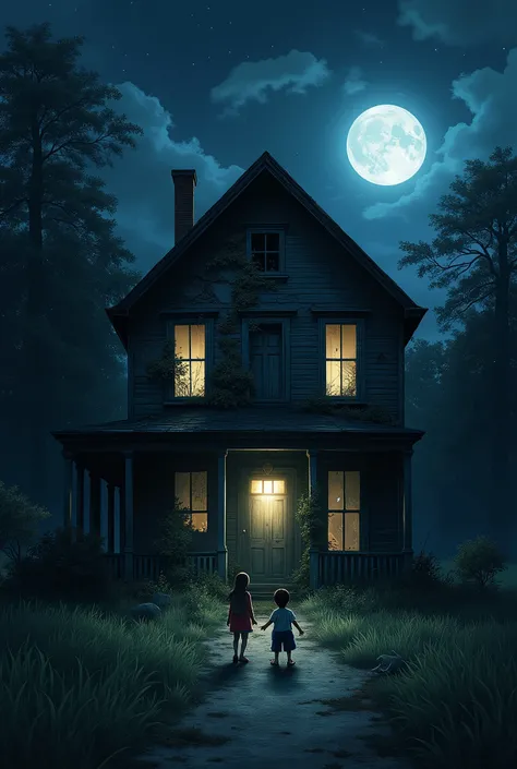 a dilapidated old house at night, dim light in the window, gloomy aura, (best quality,4k,8k,highres,masterpiece:1.2),ultra-detailed,(realistic,photorealistic,photo-realistic:1.37),chiaroscuro lighting,moody atmosphere,atmospheric,cinematic,dramatic lightin...