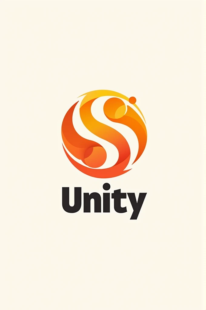 Create a logo for my karate academy called "unity" with orange colored elements 