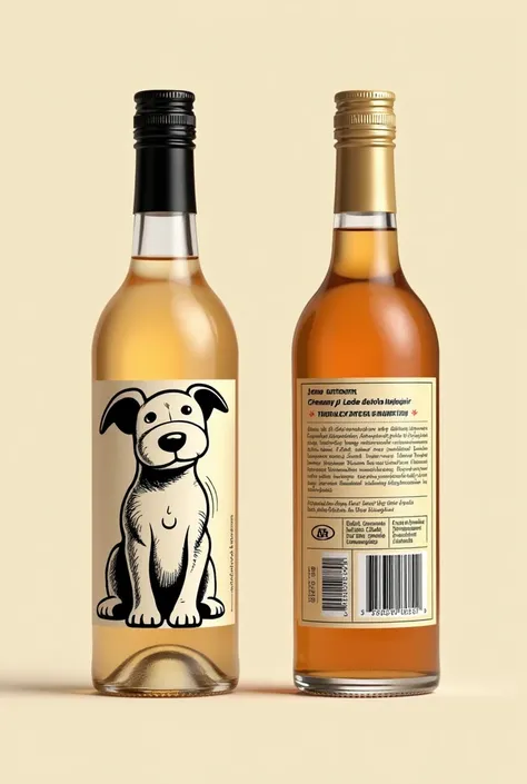 labels with transparent background. convey the idea of a tasty drink.
 the front label says Di Leti creamy dulce de leche liqueur, with a drawing in the style of well-defined black lines of a friendly little dog painted by Pablo Picasso with folded ears an...