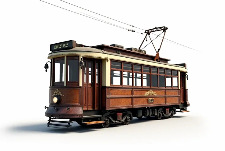 Vintage tram.on a white background.