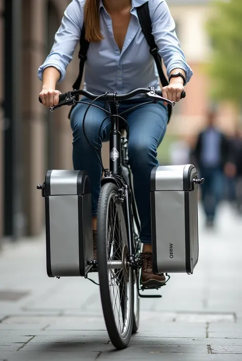 26 inch bicycle with front rack support and two small front aluminum panniers