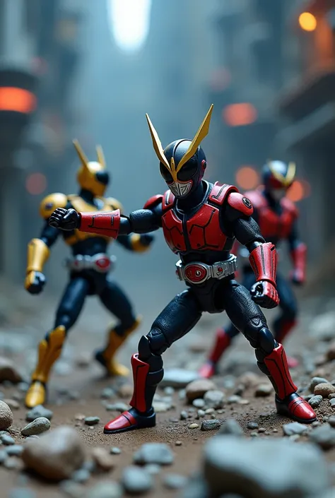 Miniature photography with Kamen Rider toys as the theme